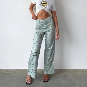 Princess Polly Mint Green Face It High Waist Trouser Pants